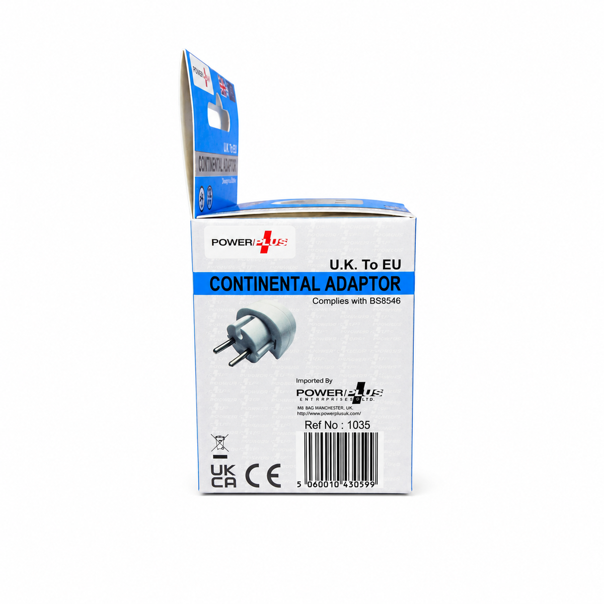 Power Plus UK to EU Continental Travel Adaptor 13A 250V