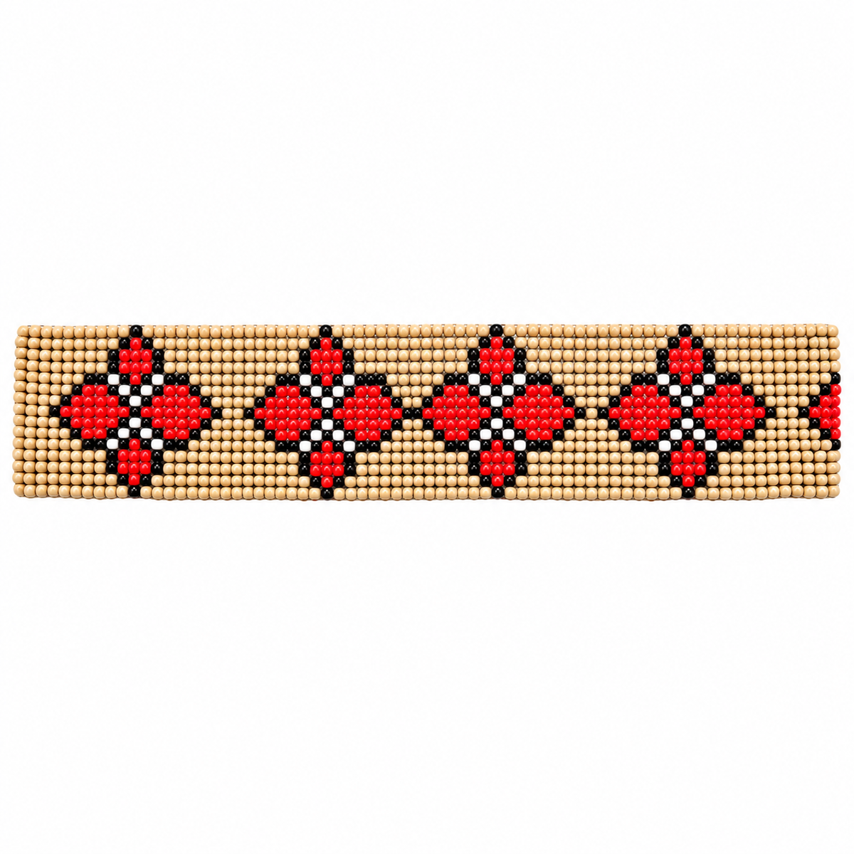 Traditional Beaded Belt Handmade with Natural Wood Buckle – Stretchable Adjustable