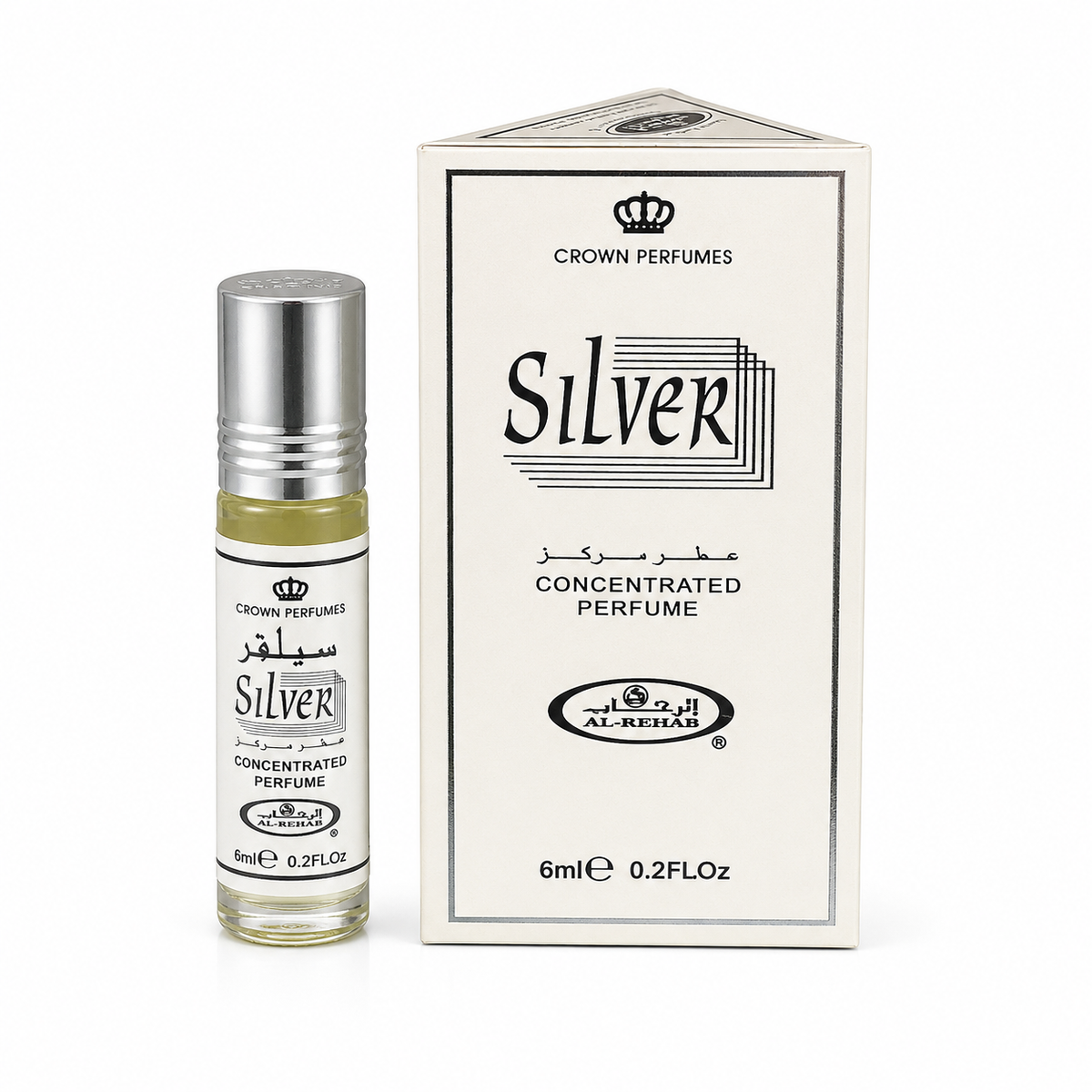 Al-Rehab Silver 6ml concentrated perfume oil roll-on by Crown Perfumes
