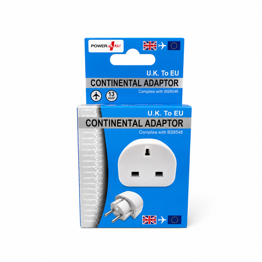 Power Plus UK to EU Continental Travel Adaptor 13A 250V