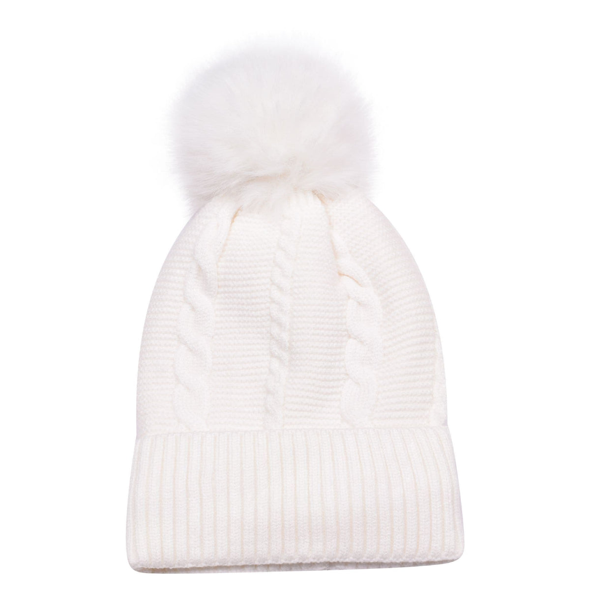 Women’s Cable Knit Bobble Hat – Warm Winter Pom Pom Beanie