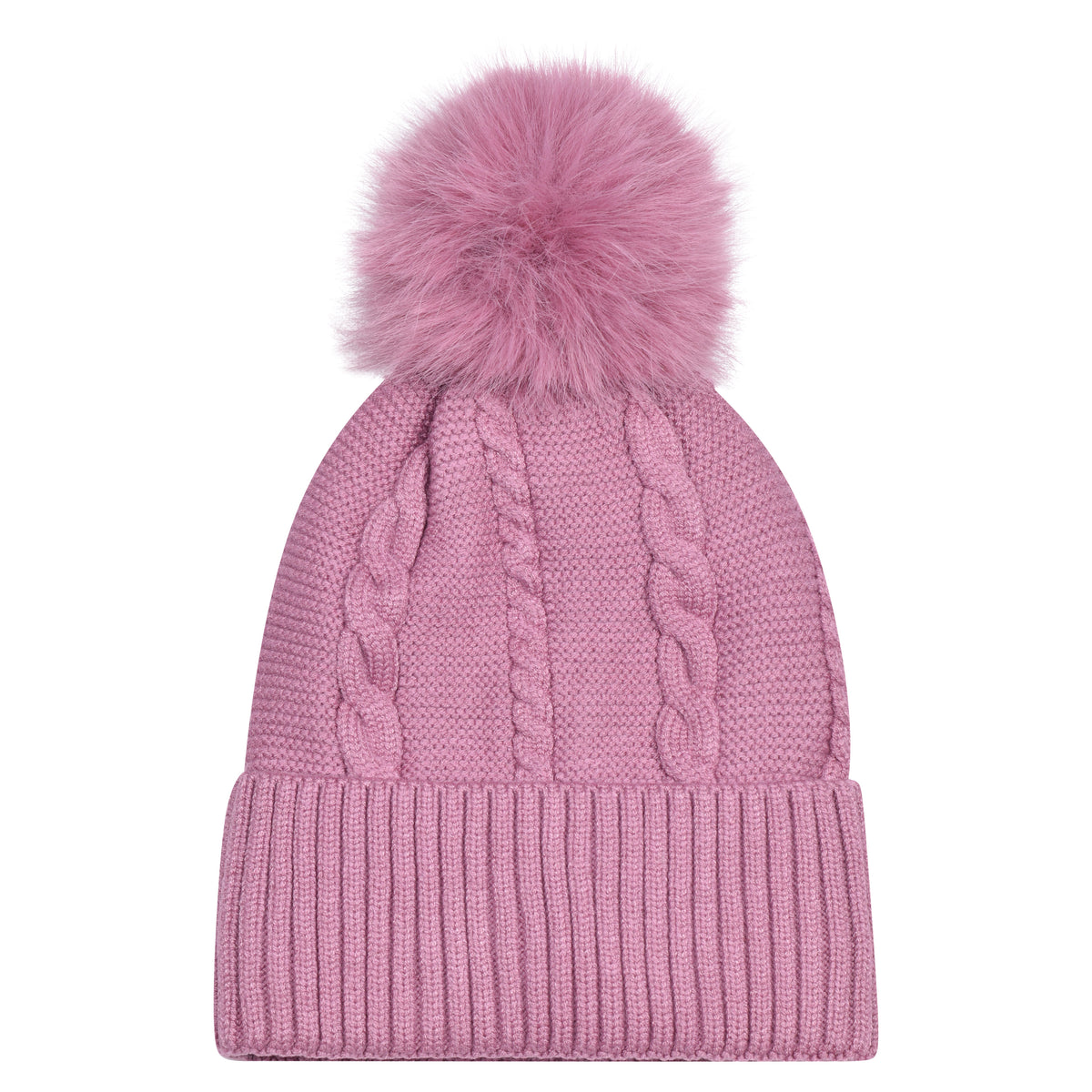 Women’s Cable Knit Bobble Hat – Warm Winter Pom Pom Beanie