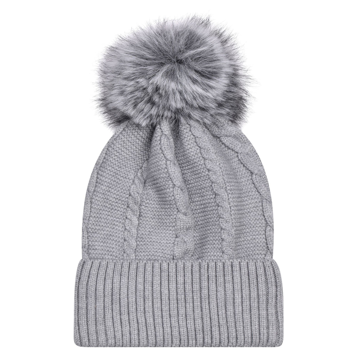 Women’s Cable Knit Bobble Hat – Warm Winter Pom Pom Beanie