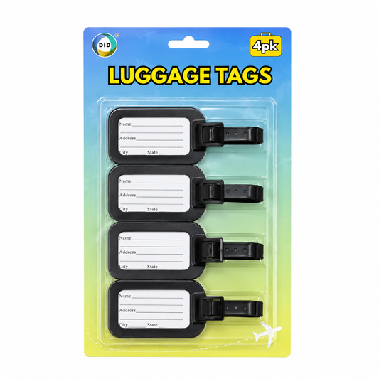 4 Pack Luggage Tags with Adjustable Straps – Travel Bag & Suitcase ID Tags