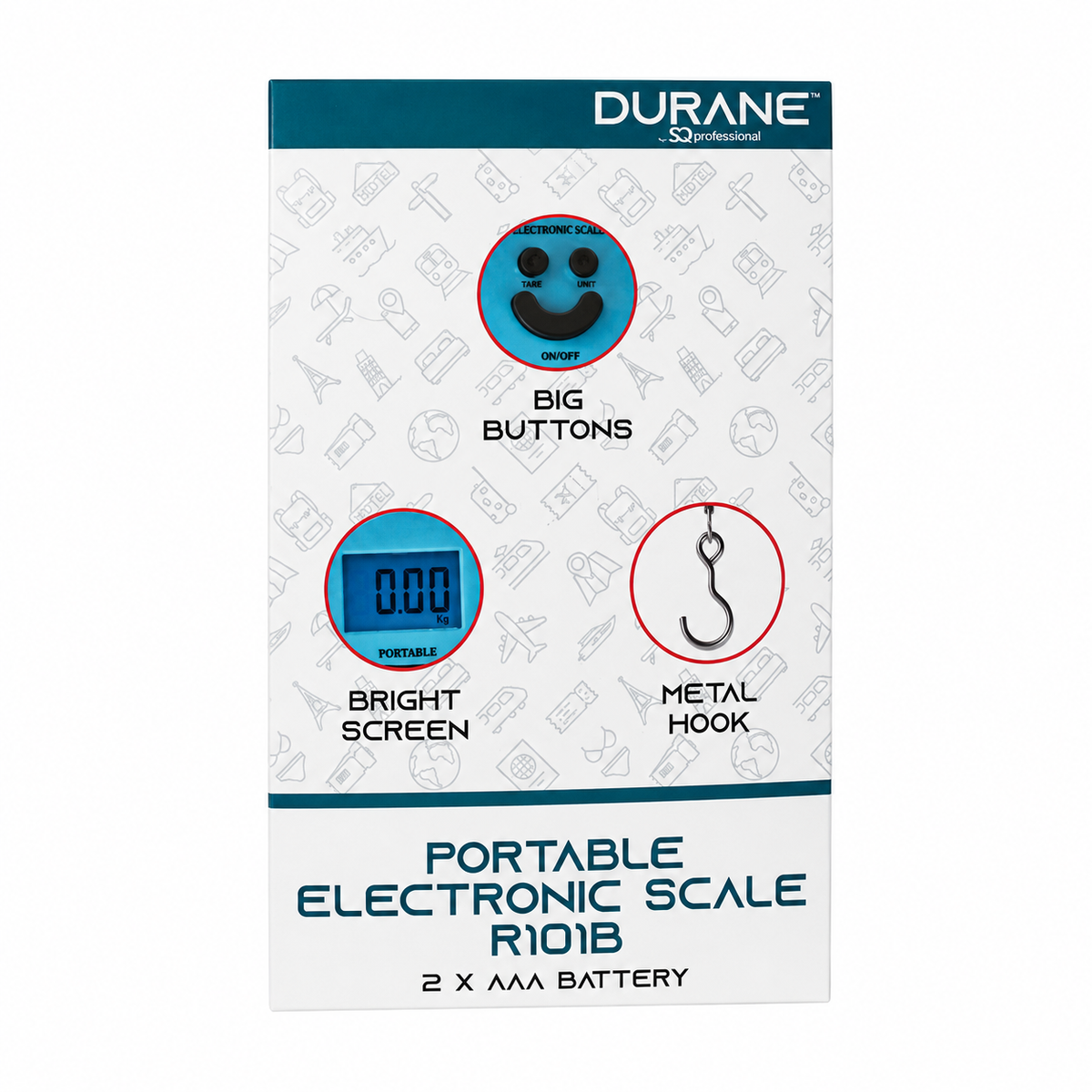 Durane Portable Electronic Luggage Scale R10IB – Digital Travel & Suitcase Weighing Scale