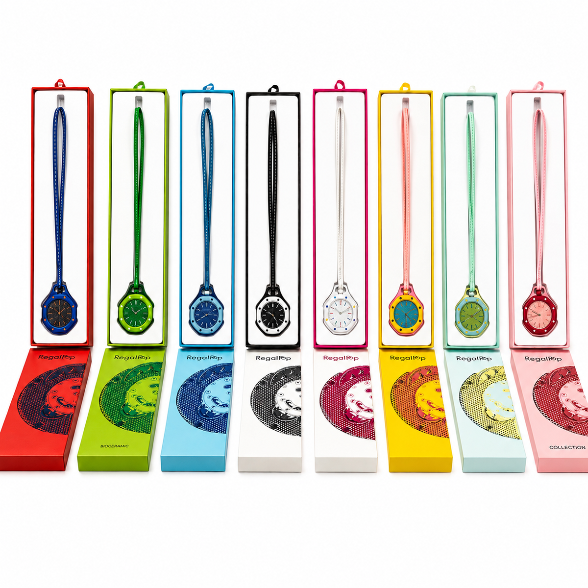RegalPop Colourful Trendy Fashion Pop Style Long Strap Pocket Watch – Unisex Novelty Fashion