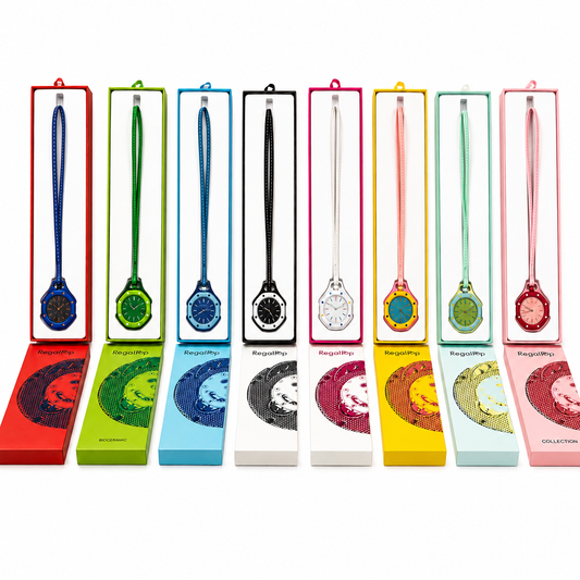 RegalPop Colourful Trendy Fashion Pop Style Long Strap Pocket Watch – Unisex Novelty Fashion
