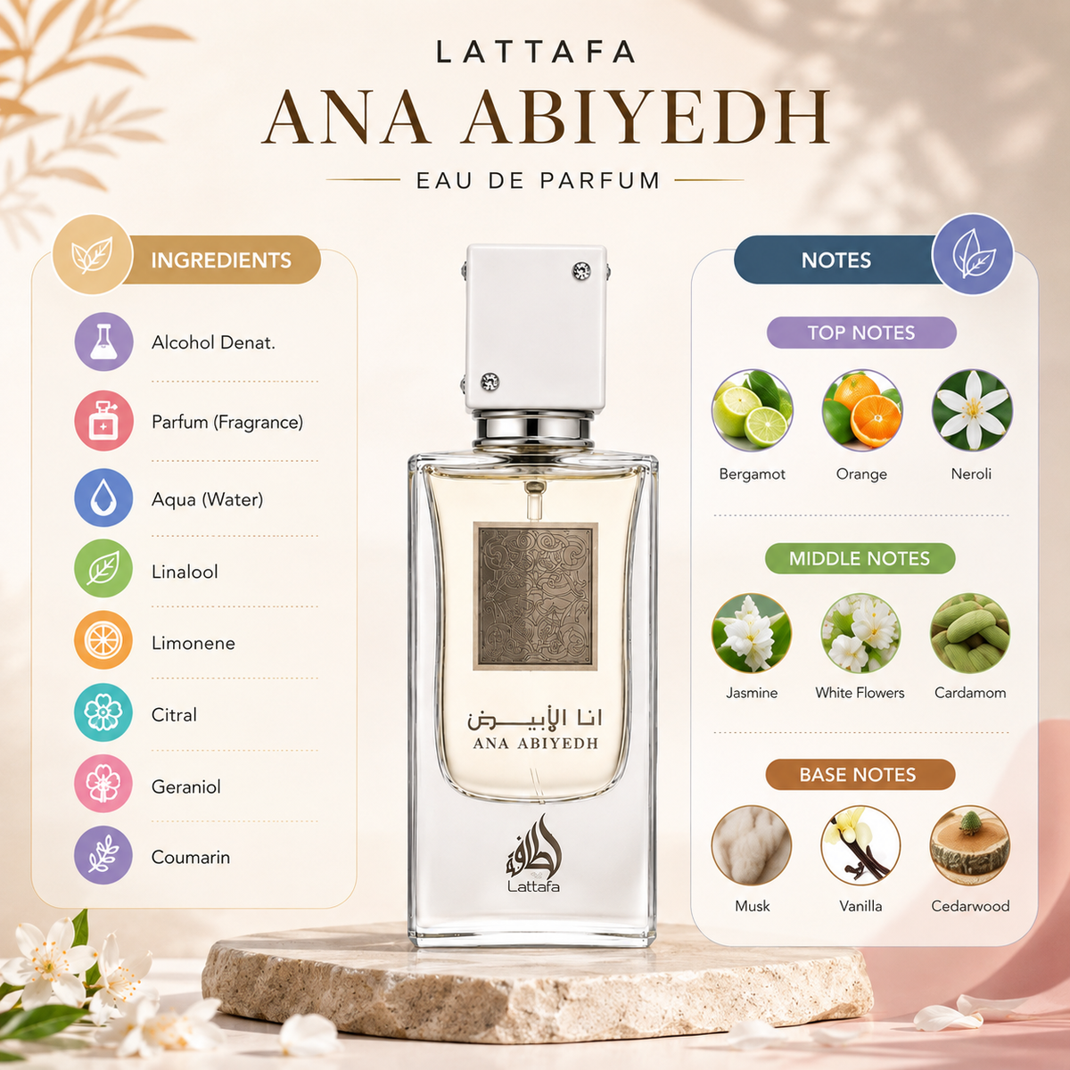 Lattafa Ana Abiyedh Eau de Parfum 60ml – Unisex Arabian Perfume