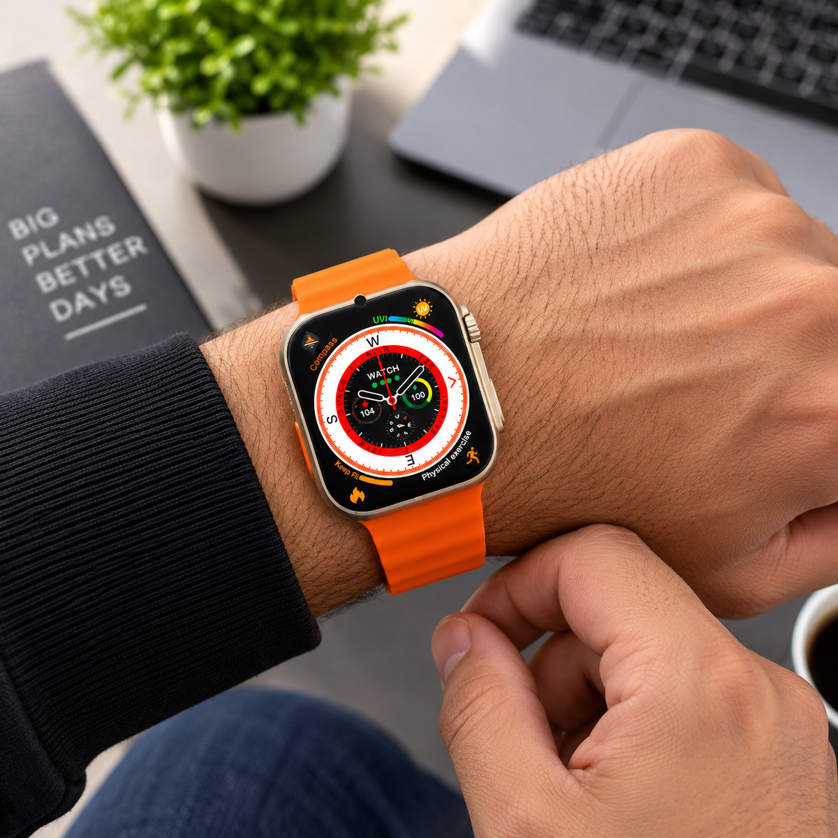 M·TK TR9195 Smart Watch – Voice Calling, 1.85” Touch Screen, NFC & Wireless Charging