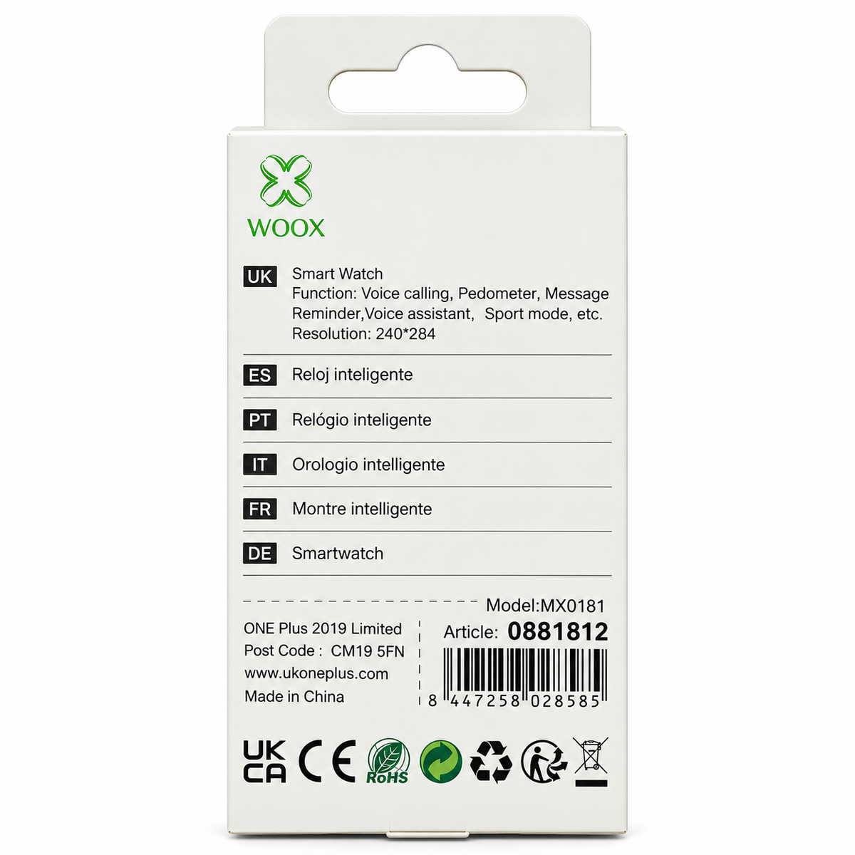 WOOX MX0181 Smart Watch – Bluetooth Voice Calling, 200mAh Battery