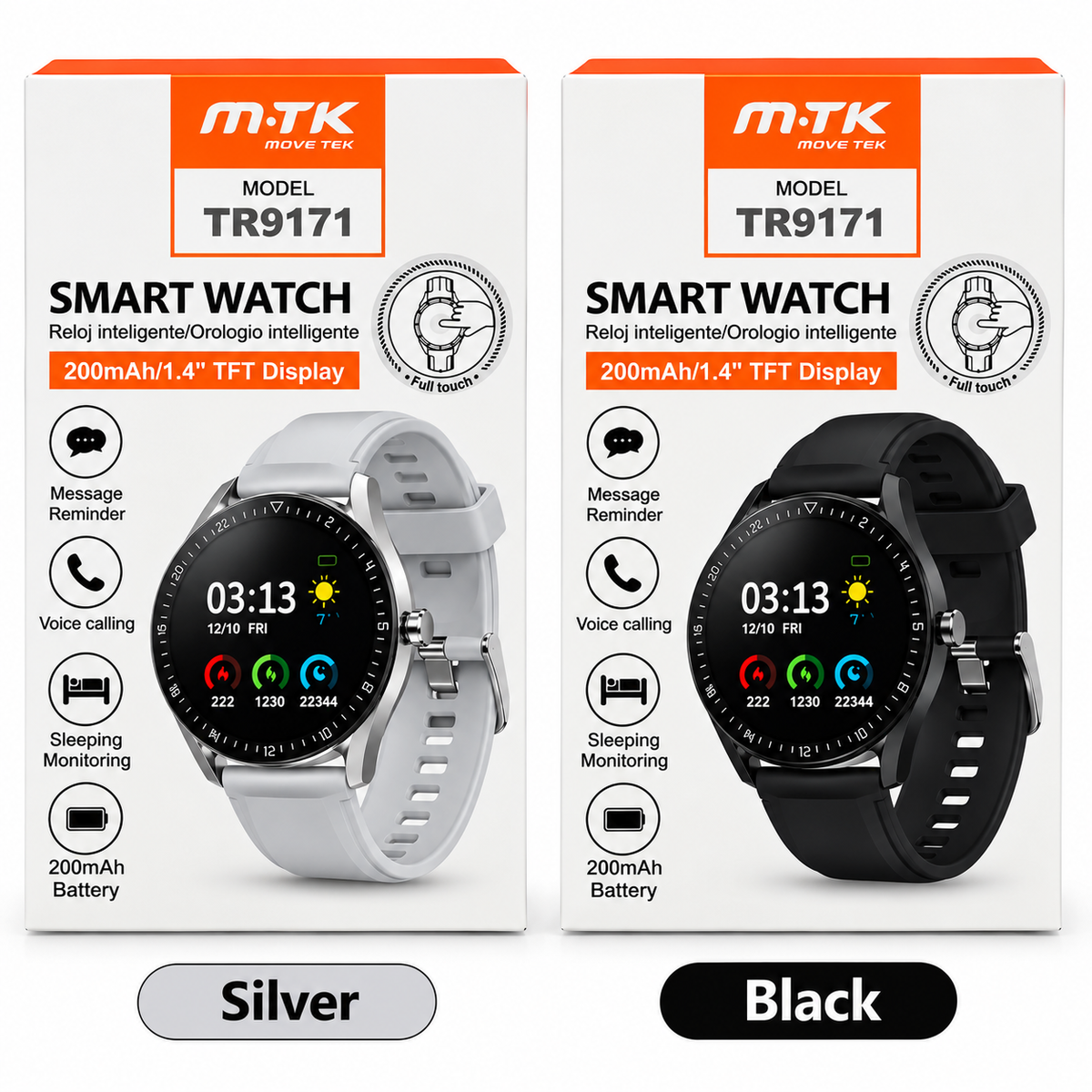 M·TK TR9171 Smart Watch – 1.4” Touch Screen, Voice Calling & Fitness Tracker