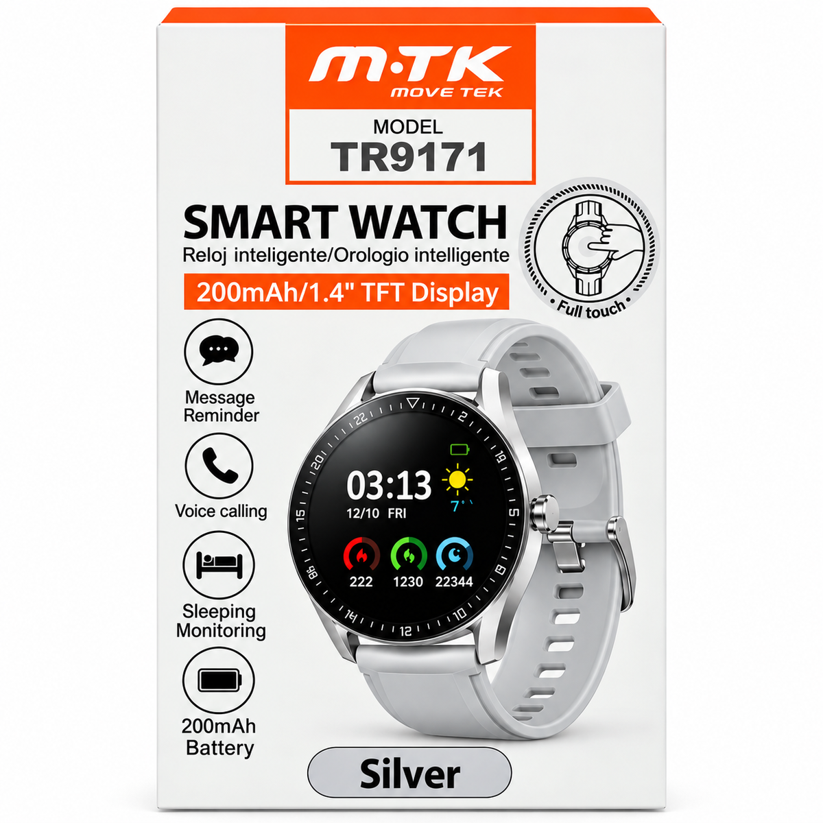 M·TK TR9171 Smart Watch – 1.4” Touch Screen, Voice Calling & Fitness Tracker