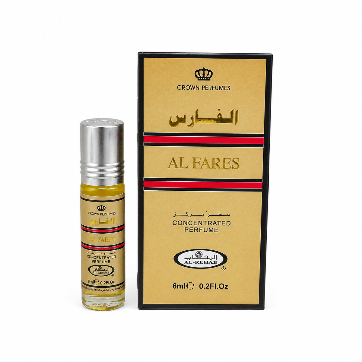 Al-Rehab Al Fares 6ml concentrated perfume oil roll-on and box