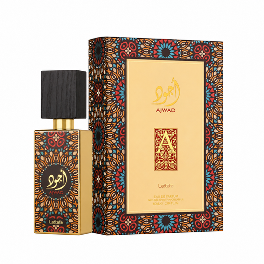 Lattafa Ajwad Eau de Parfum 60ml unisex Arabian perfume bottle and box