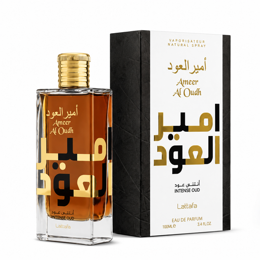 Lattafa Ameer Al Oudh Intense Oud 100ml Arabian Eau de Parfum bottle and box