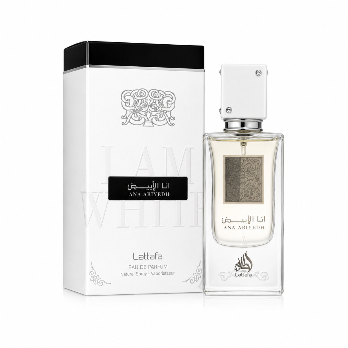 Lattafa Ana Abiyedh Eau de Parfum 60ml unisex Arabian perfume bottle and box