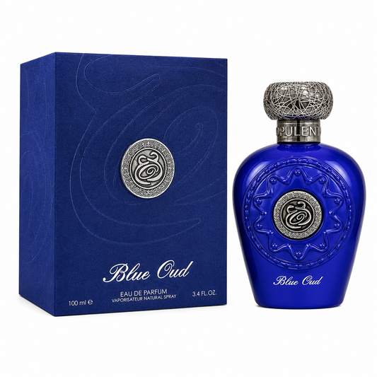 Lattafa Blue Oud Eau de Parfum 100ml unisex Arabian oud perfume bottle and box