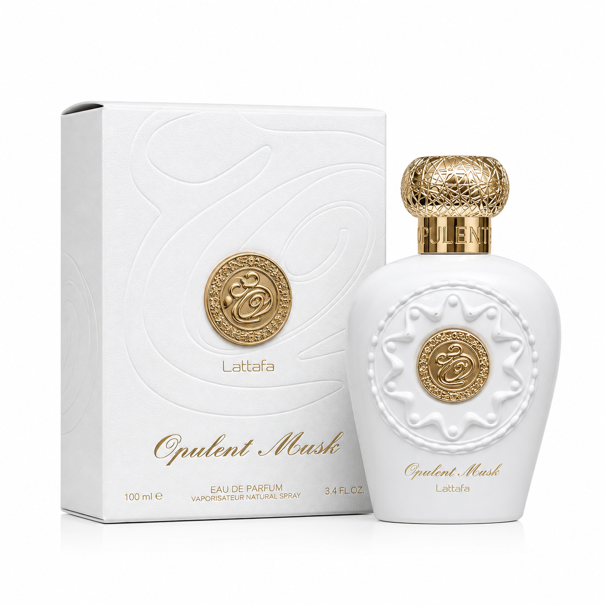 Lattafa Opulent Musk Eau de Parfum 100ml unisex Arabian musk perfume bottle and box