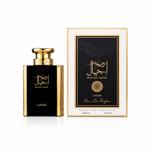 Lattafa Rouat Ajial Eau de Parfum 100ml unisex perfume bottle and box